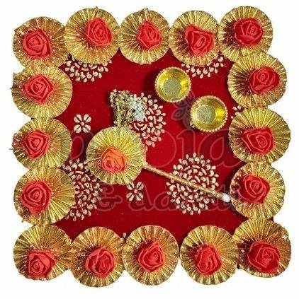 Decorative Wooden Pooja Thali for Festival Rituals