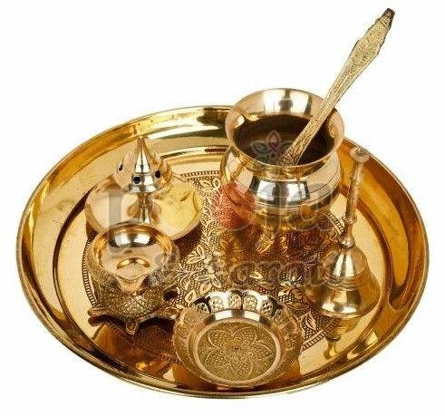 Traditional Brass Pooja Thali for Temple Rituals