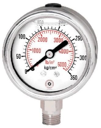 Solid Front Case Liquid Fillable Pressure Gauge