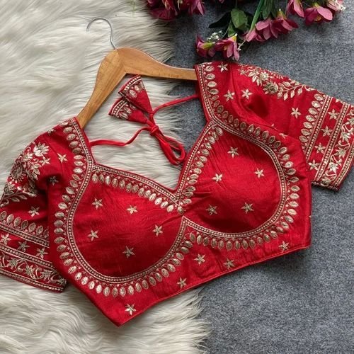 Red Choli Cut Blouse