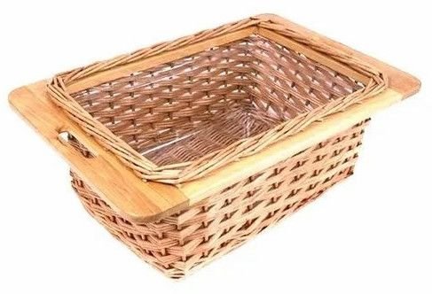 Wooden Frame Wicker Storage Basket