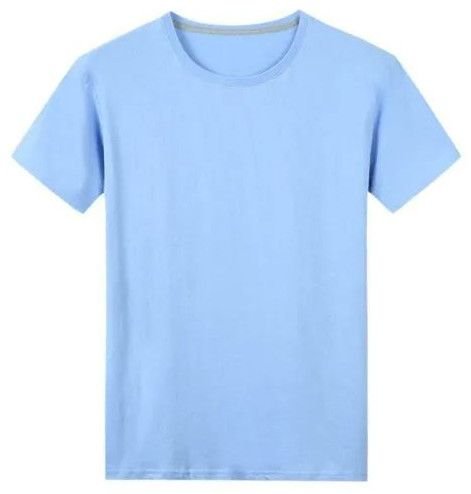 Mens Cyan Blue Round Neck T-Shirts