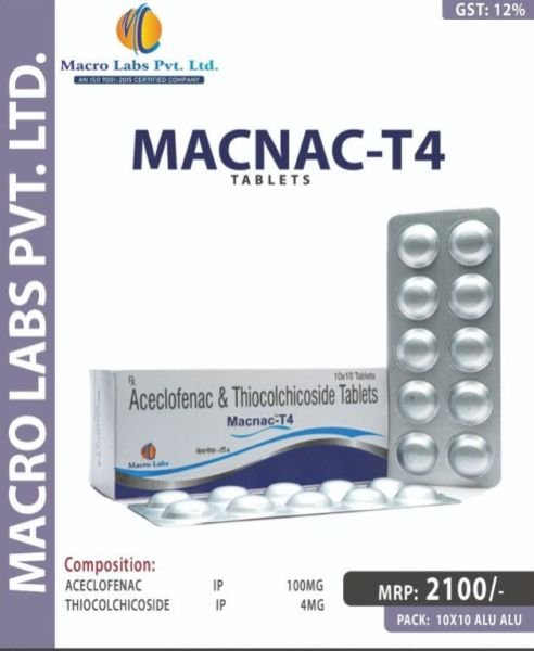 Aceclofenac 100mg+thiocochicoside 4 Mg