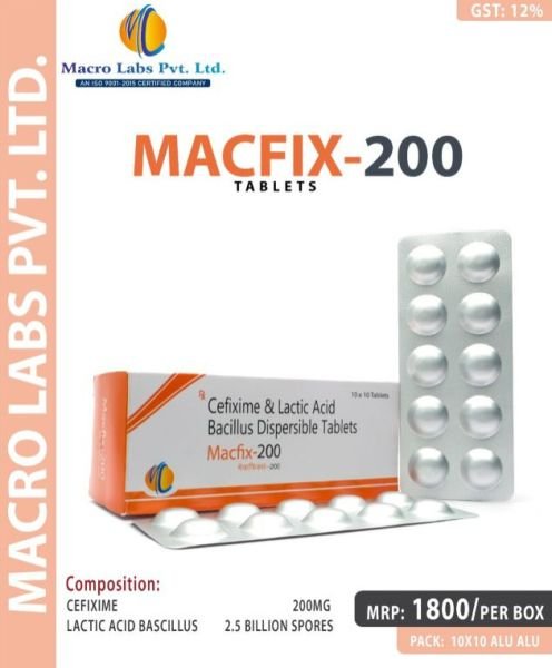 CEFIXIME200MG TAB (LACTIC ACID BASCILLUS 2.5 BILLION SPORES)
