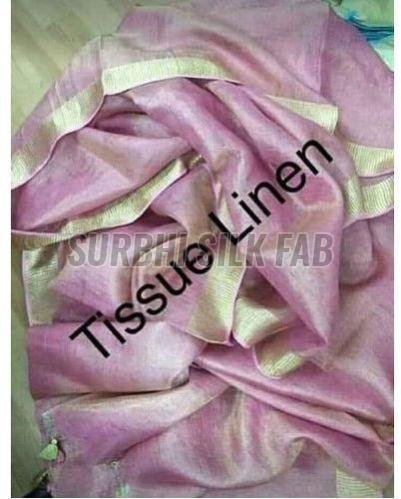 Pink Tissue Linen Saree