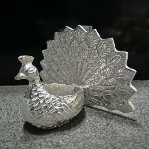 Silver Plated Peacock Tea Light Holder