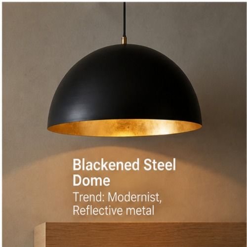 Blackened Steel Dome Pendant Light