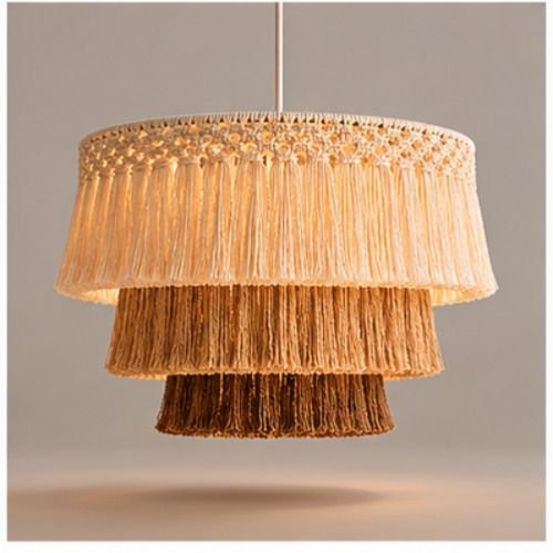 boho luxe macrame tassel pendant lamp