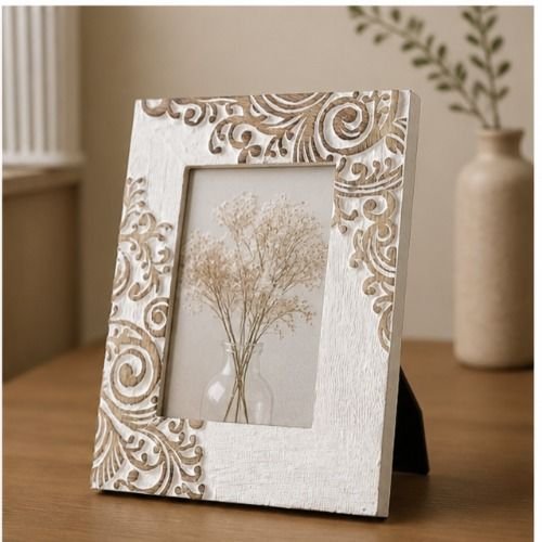 Hand-Carved Floral Wooden Photo Frame