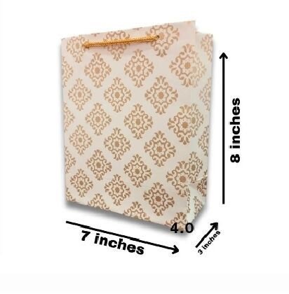 Elegant White and Gold Patterned Gift Bag