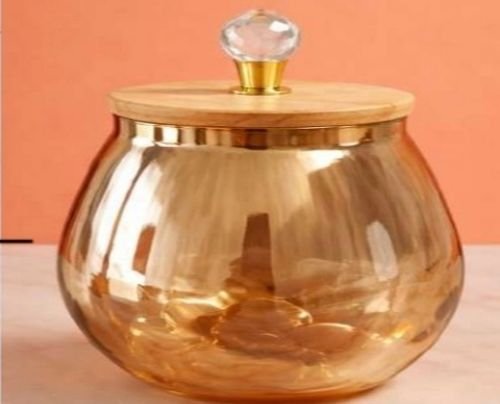 Amber Oval Glass Storage Jar