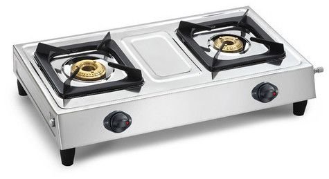 Double Burner Kitchen Cooktop with Cast Iron Pan Support