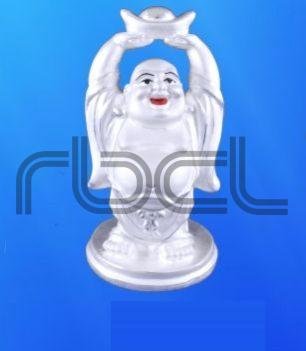 999 Silver Laughing Buddha Statue