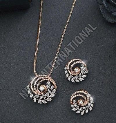 Certified Diamond Pendant Chain Set