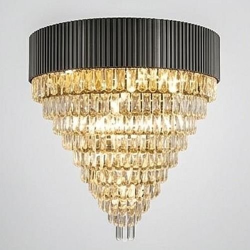 Round Tiered Crystal Flush Chandelier