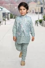 Kids Grey Indo Western Suit