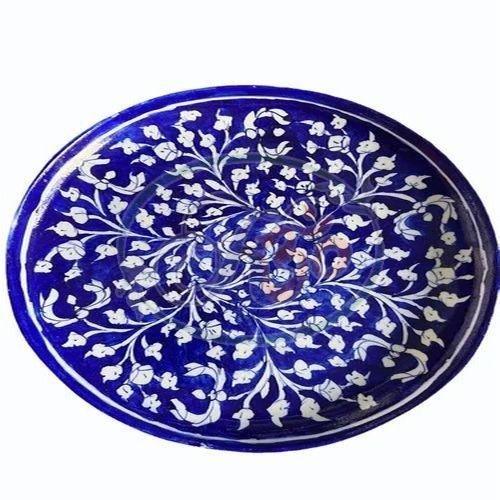 Ceramic Hand Building Blue Pottery Plate