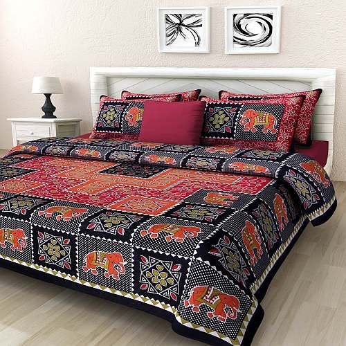 Jaipuri Print Cotton Double Bed Sheet