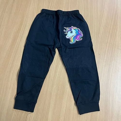 Kids Girls Navy Blue Printed Polyester Lower