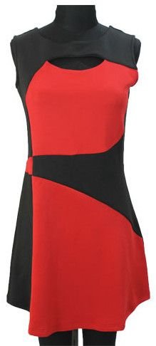 Ladies Red and Black Bodycon Midi Dress
