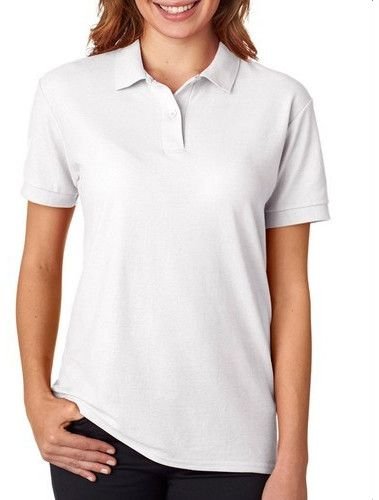 Ladies White Cotton Polo T-Shirt