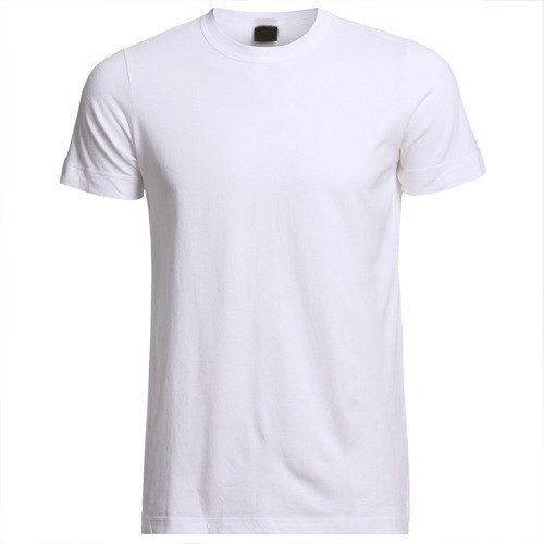 Mens White Round Neck Cotton T-Shirt