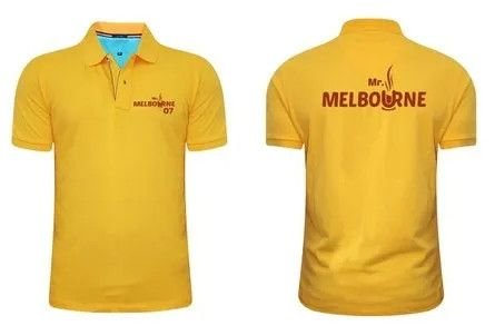 Mens Yellow Cotton Embroidered Polo T-Shirt