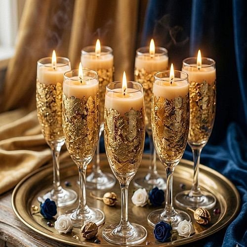 Luxury Champagne Glass Gel Wax Candle
