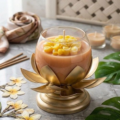 Soy Wax Lotus Flower Glass Jar Candle