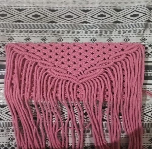 Pink Macrame Cotton Sling Bag