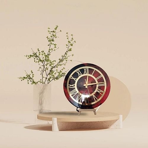 Luxury Black and Red Epoxy Resin Round Wall Clock