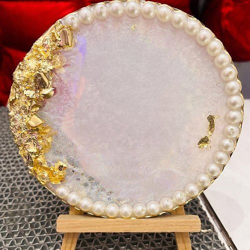 Pearl Design Epoxy Resin Round Photo Frame