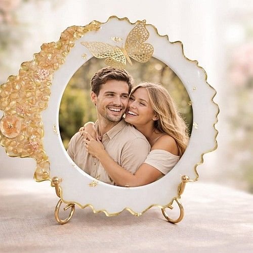Personalized Epoxy Resin Round Photo Frame
