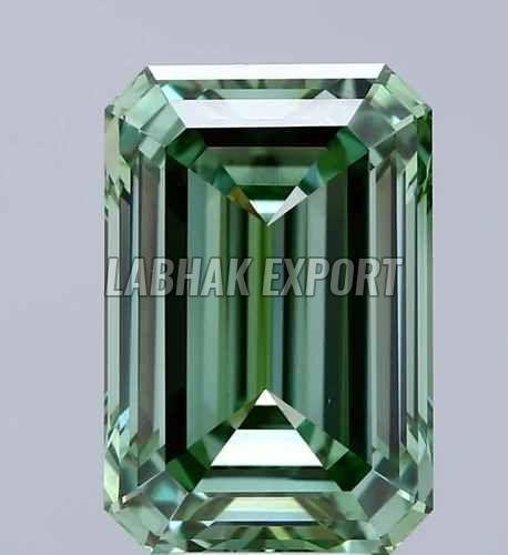 Green Emerald Cut Natural Diamond