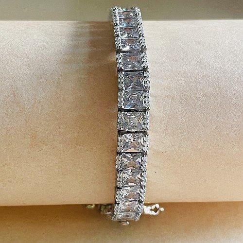 925 Italian Sterling Silver Princess Path Tennis Bracelet