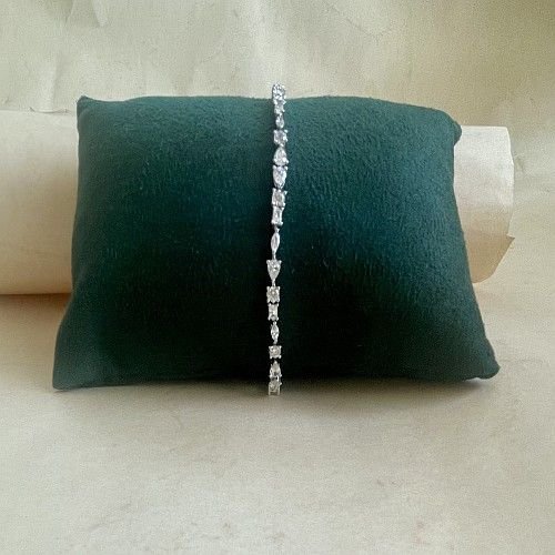 Ladies Royal Multi Cut Link Sterling Silver Bracelet