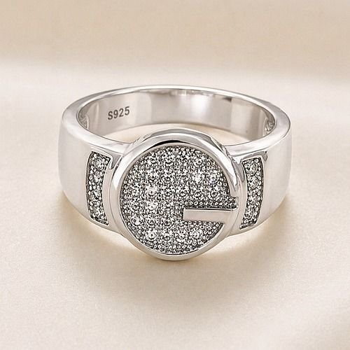 Mens Signature Glitz Sterling Silver Diamond Ring