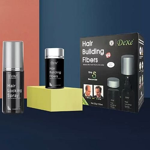Dexe Black Hair Building Fibers with Spray