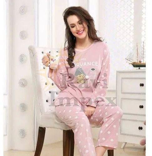 Printed Ladies Cotton Night Suit