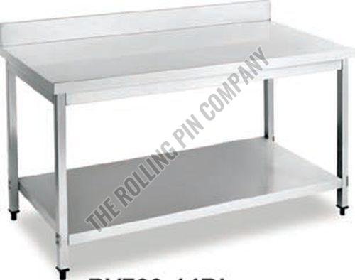2 Deck Stainless Steel Kitchen Work Table With Back