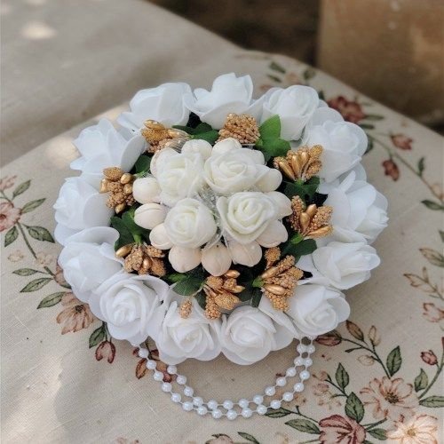 Artificial White Rose Flower Hair Bun