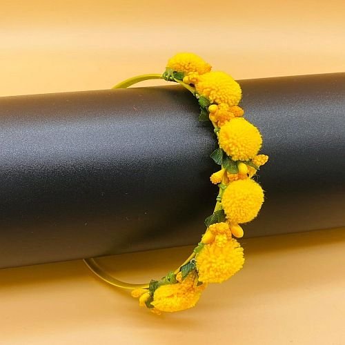 Handmade Yellow POM POM Yellow Floral Headband