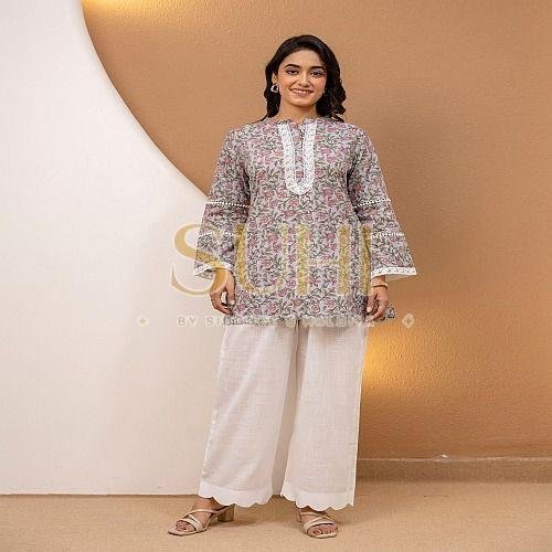 Meher Floral Printed Cotton Kurti and Pant Set
