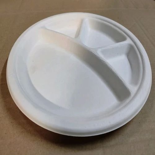 12 Inch 4 Compartment Bagasse Disposable Round Plate