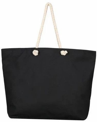 Black Canvas Plain Shopping Bag