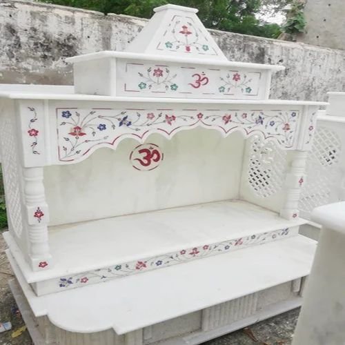 Traditional Polished White Marble Temple