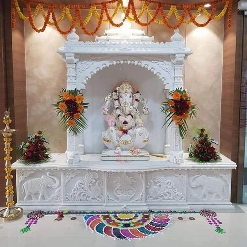 Vertical Traditional White Marble Temple