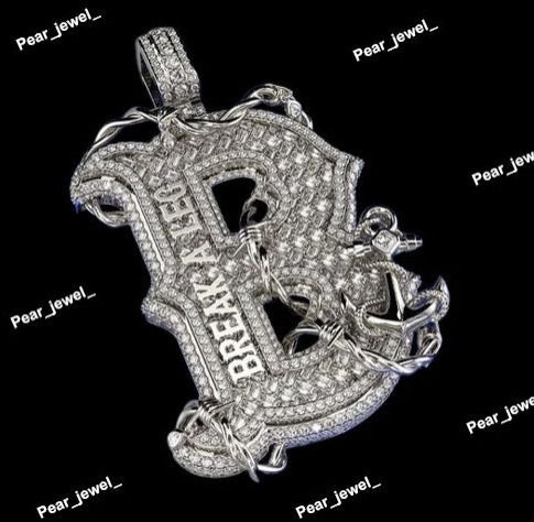 925 Sterling Silver VVS Moissanite Custom Letter Pendant