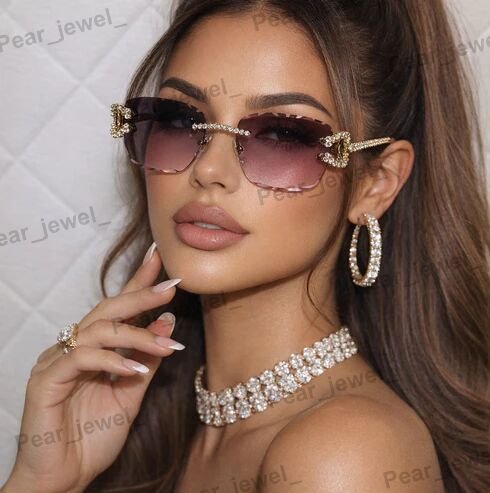 925 Sterling Silver VVS Moissanite Rimless Iced Out Luxury Sunglasses