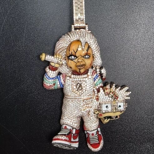 Cartoon Hip Hop VVS Moissanite Diamond 925 Sterling Silver Pendant